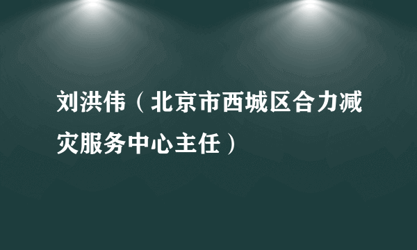 刘洪伟（北京市西城区合力减灾服务中心主任）