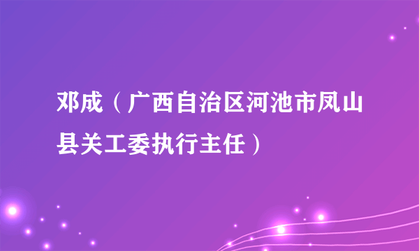 邓成（广西自治区河池市凤山县关工委执行主任）