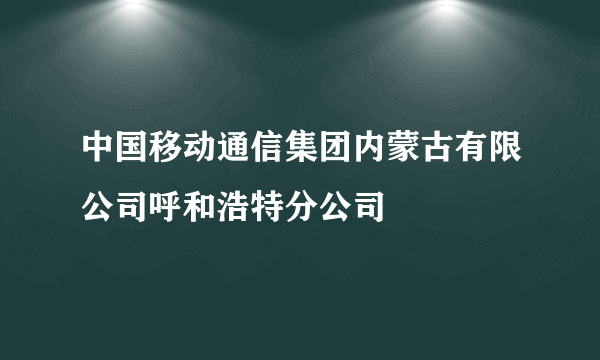 中国移动通信集团内蒙古有限公司呼和浩特分公司