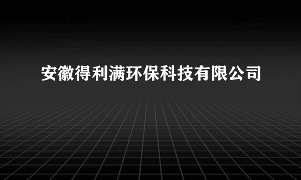 安徽得利满环保科技有限公司