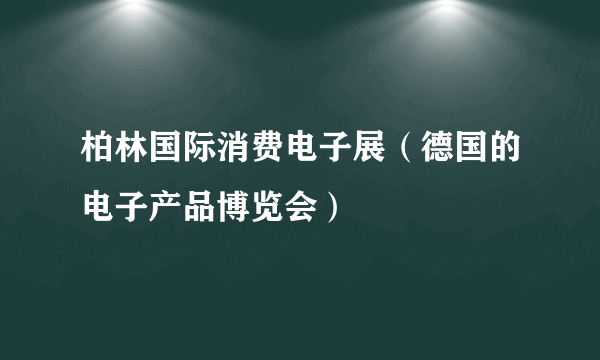 柏林国际消费电子展（德国的电子产品博览会）