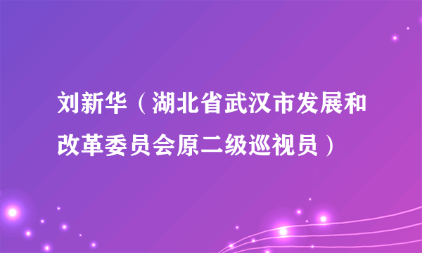 刘新华（湖北省武汉市发展和改革委员会原二级巡视员）