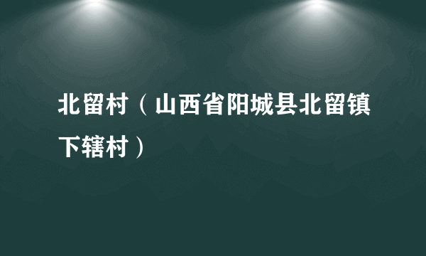 北留村（山西省阳城县北留镇下辖村）