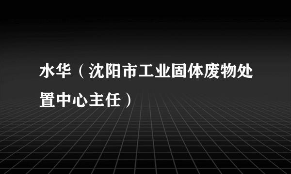 水华（沈阳市工业固体废物处置中心主任）