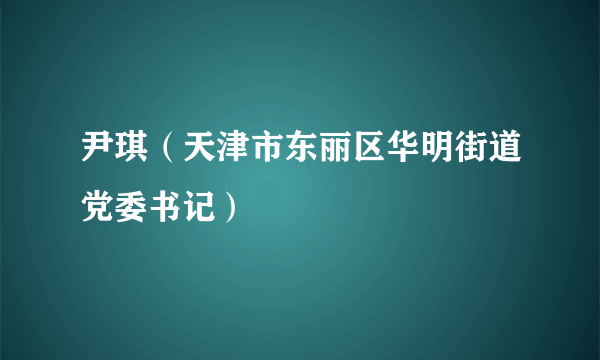 尹琪（天津市东丽区华明街道党委书记）