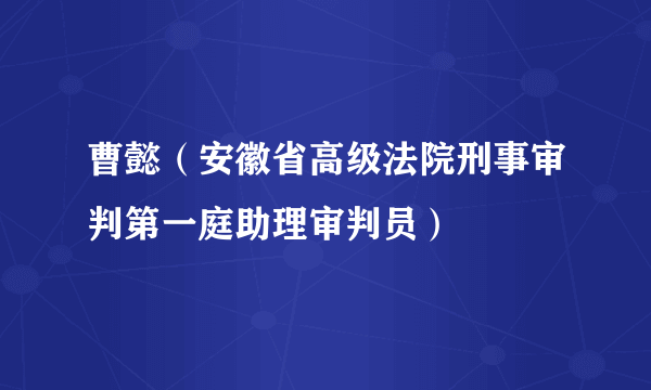 曹懿（安徽省高级法院刑事审判第一庭助理审判员）