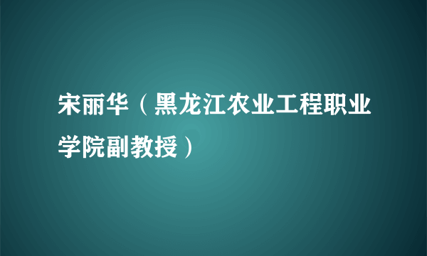 宋丽华（黑龙江农业工程职业学院副教授）