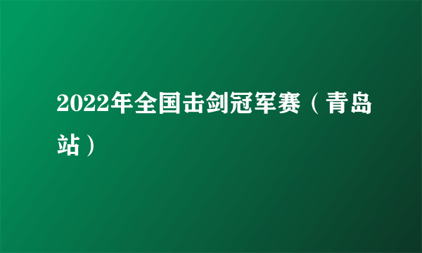 2022年全国击剑冠军赛（青岛站）