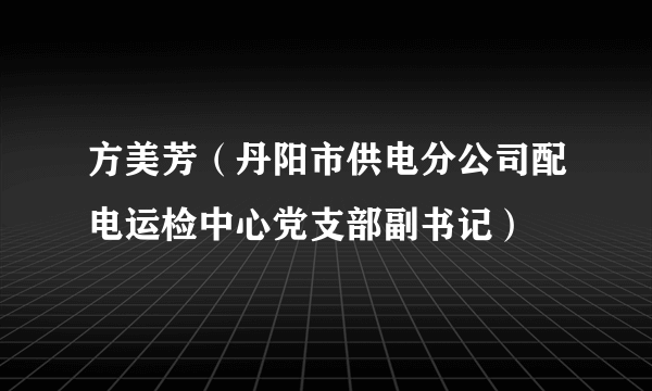 方美芳（丹阳市供电分公司配电运检中心党支部副书记）