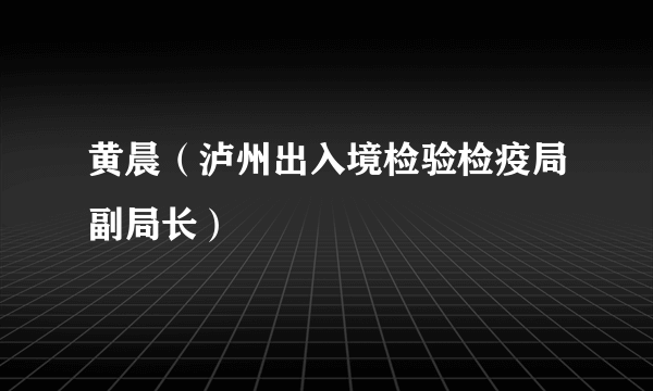 黄晨（泸州出入境检验检疫局副局长）