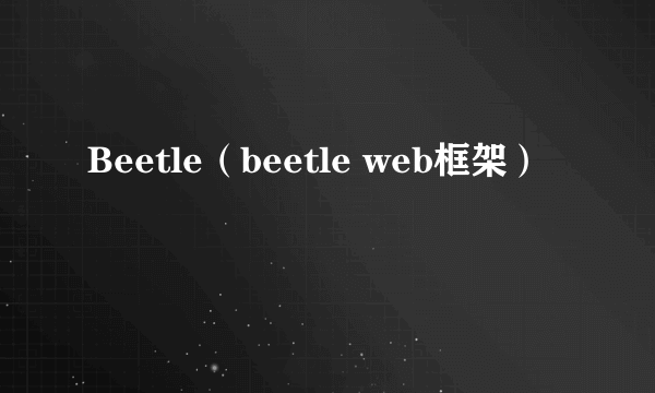 Beetle（beetle web框架）