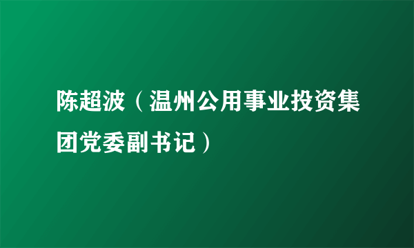 陈超波（温州公用事业投资集团党委副书记）