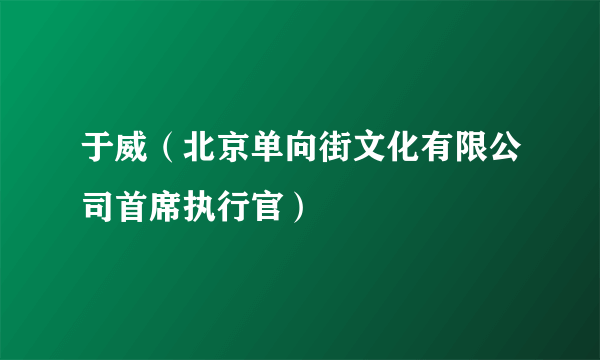 于威（北京单向街文化有限公司首席执行官）