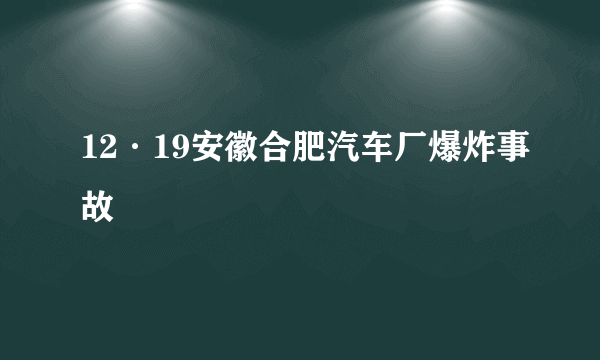 12·19安徽合肥汽车厂爆炸事故