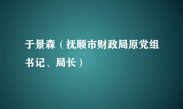 于景森（抚顺市财政局原党组书记、局长）