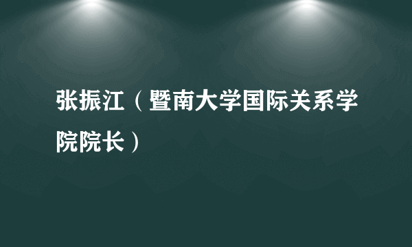 张振江（暨南大学国际关系学院院长）