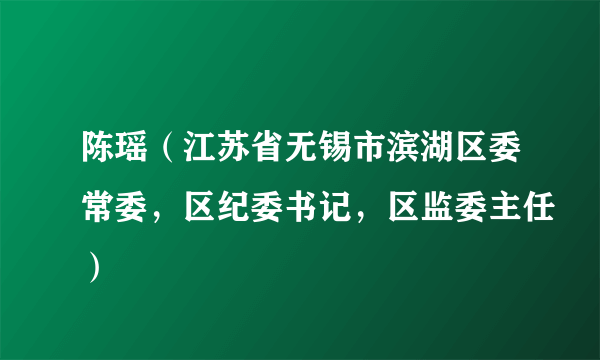 陈瑶（江苏省无锡市滨湖区委常委，区纪委书记，区监委主任）