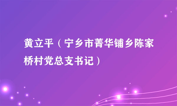 黄立平（宁乡市菁华铺乡陈家桥村党总支书记）