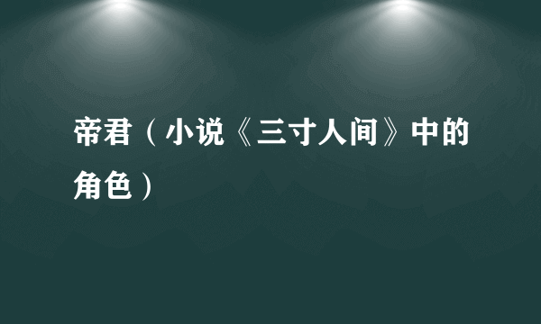 帝君（小说《三寸人间》中的角色）