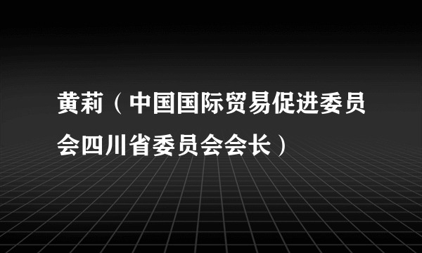 黄莉（中国国际贸易促进委员会四川省委员会会长）