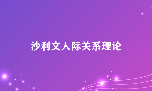 沙利文人际关系理论