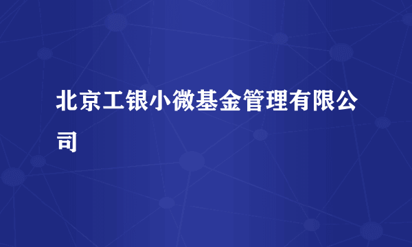 北京工银小微基金管理有限公司