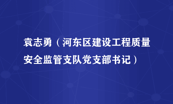 袁志勇（河东区建设工程质量安全监管支队党支部书记）