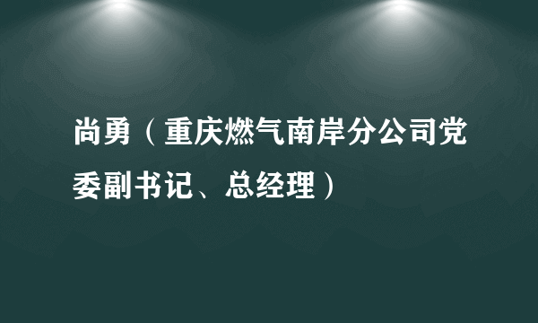 尚勇（重庆燃气南岸分公司党委副书记、总经理）