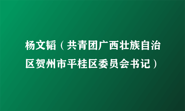 杨文韬（共青团广西壮族自治区贺州市平桂区委员会书记）