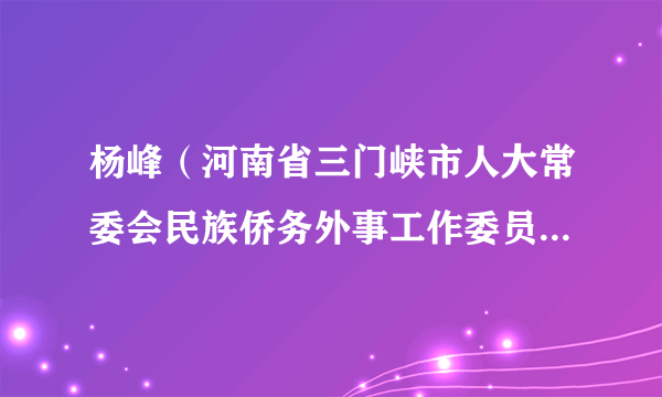 杨峰（河南省三门峡市人大常委会民族侨务外事工作委员会主任）