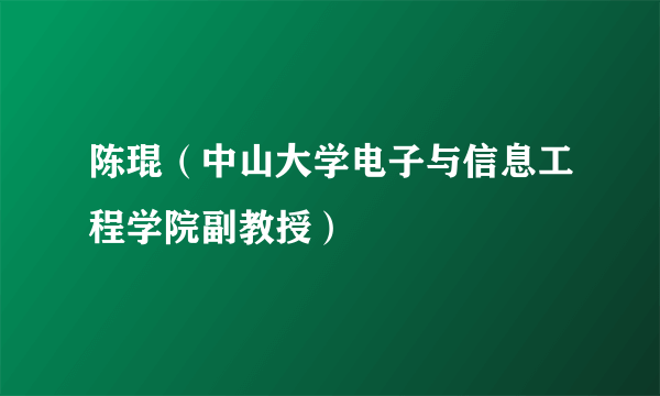 陈琨（中山大学电子与信息工程学院副教授）