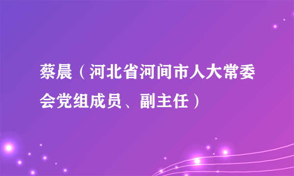 蔡晨（河北省河间市人大常委会党组成员、副主任）