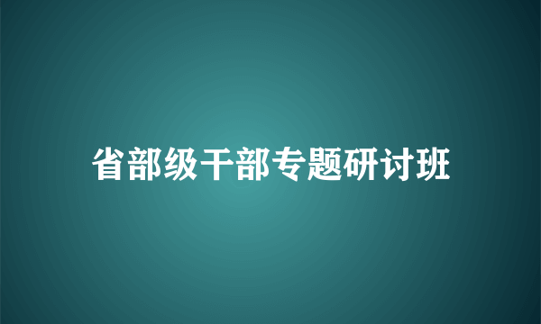 省部级干部专题研讨班