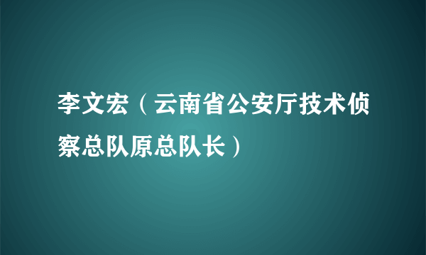 李文宏（云南省公安厅技术侦察总队原总队长）