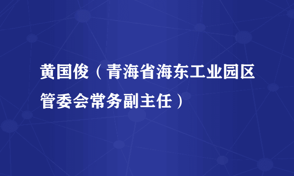 黄国俊（青海省海东工业园区管委会常务副主任）