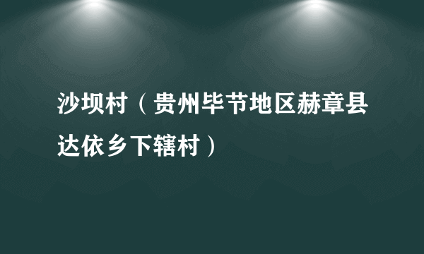 沙坝村（贵州毕节地区赫章县达依乡下辖村）