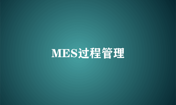 MES过程管理