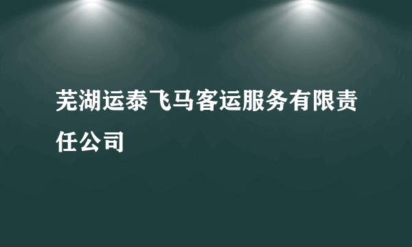 芜湖运泰飞马客运服务有限责任公司