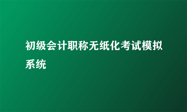 初级会计职称无纸化考试模拟系统