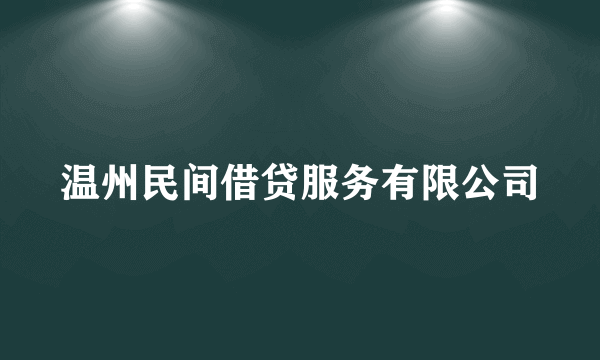 温州民间借贷服务有限公司