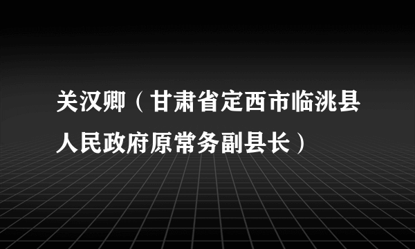 关汉卿（甘肃省定西市临洮县人民政府原常务副县长）