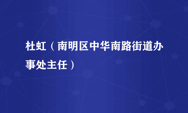 杜虹（南明区中华南路街道办事处主任）