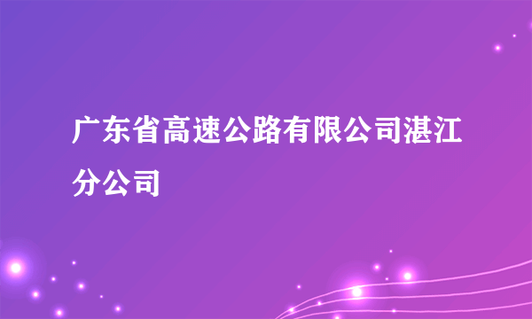 广东省高速公路有限公司湛江分公司