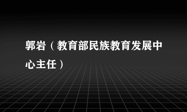 郭岩（教育部民族教育发展中心主任）