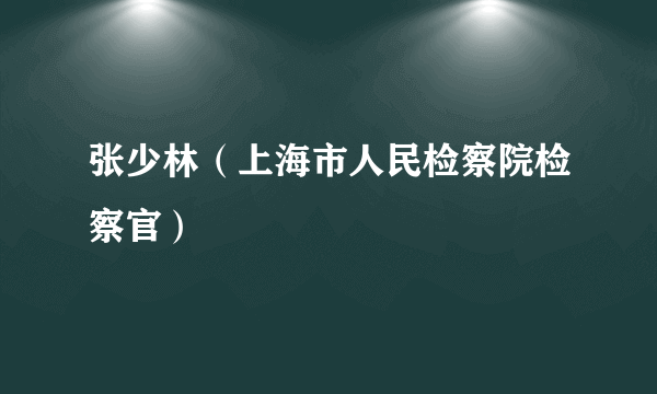 张少林（上海市人民检察院检察官）