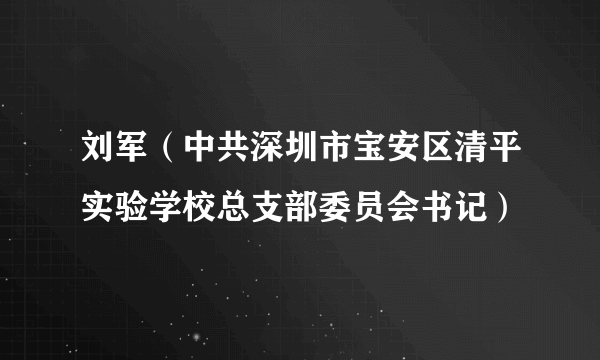 刘军（中共深圳市宝安区清平实验学校总支部委员会书记）