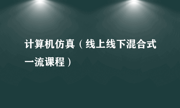 计算机仿真（线上线下混合式一流课程）