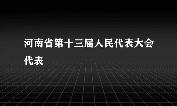 河南省第十三届人民代表大会代表