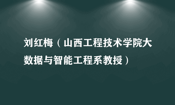 刘红梅（山西工程技术学院大数据与智能工程系教授）