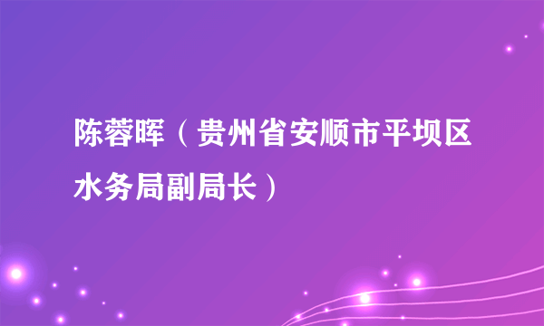 陈蓉晖（贵州省安顺市平坝区水务局副局长）